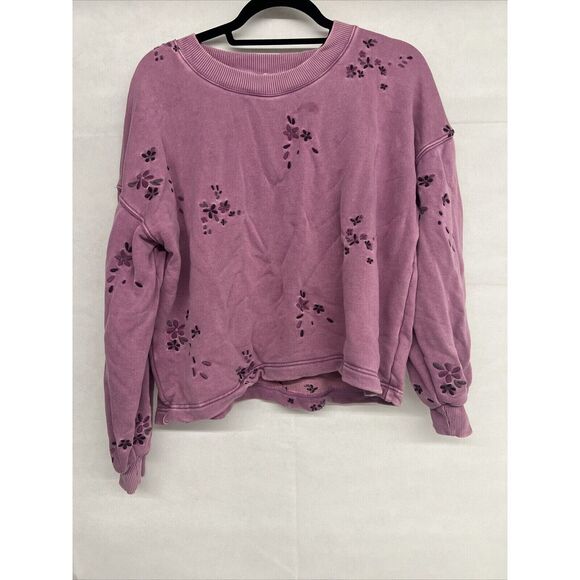 2PC SET SPLENDID PURPLE FLOWER FLORAL EMBROIDERY SWEATSHIRT SZ MEDIUM - Picture 9 of 10